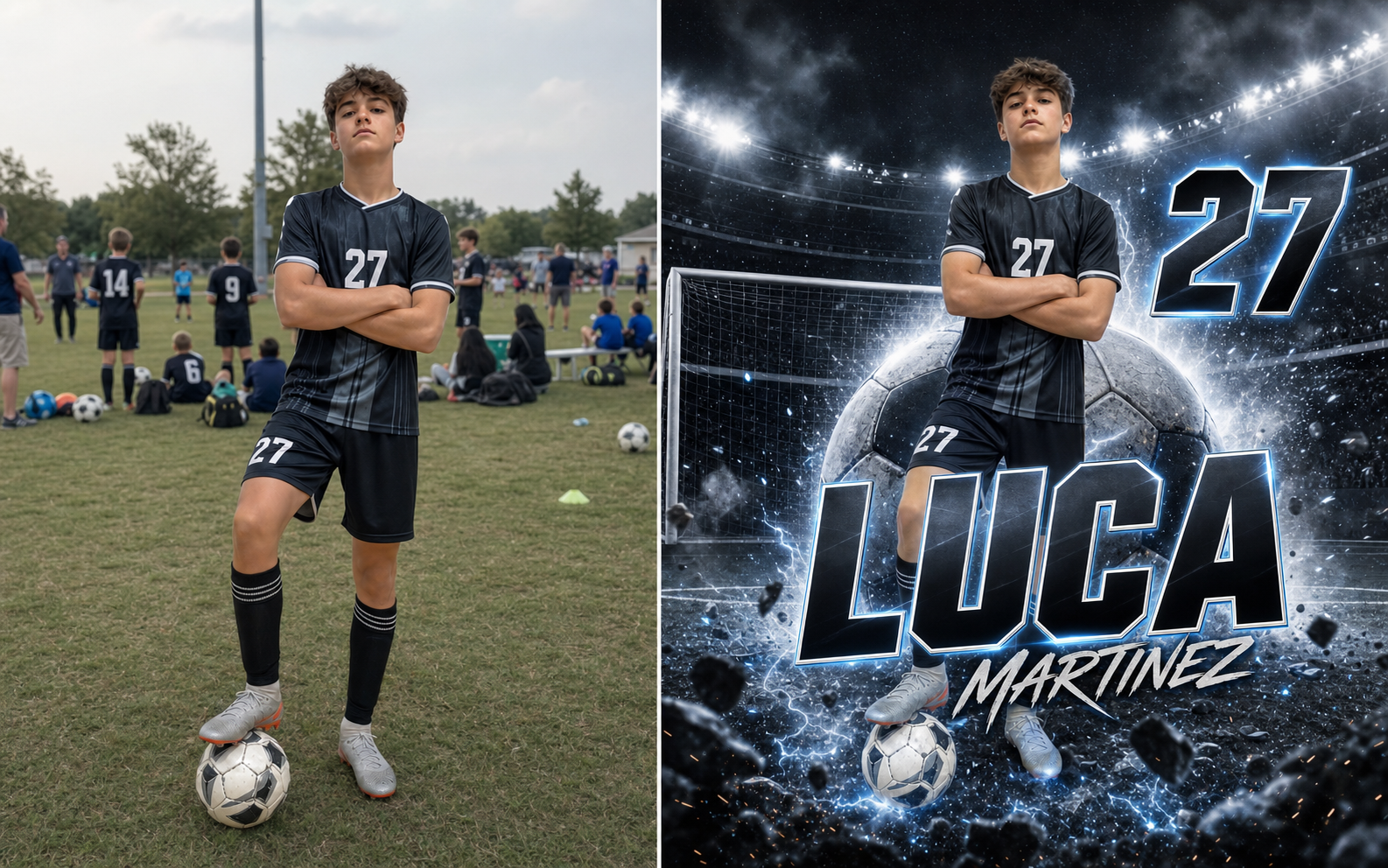 Soccer · Voltage Striker before and after transformation